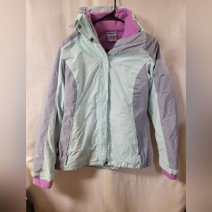 Columbia Women's Size small Mint & Lavender Fleece Lined‎ Winter Coat Removable